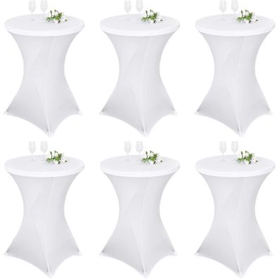 Pesonlook 6er-Set Stretch Stehtisch Husse für Bistrotische Ø 70-75 cm, Weiß