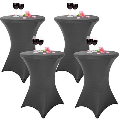 Pesonlook 4er-Set Stretch Stehtisch Husse für Bistrotisch Ø 80-85 cm, Dunkelgrau