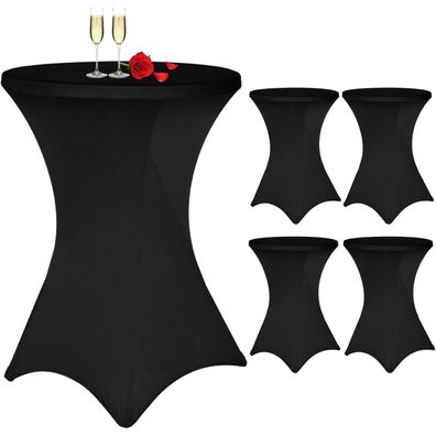 4er Set Stehtisch Hussen Schwarz für Ø 80-85 cm Stehtische, Stretch-Tischdecke