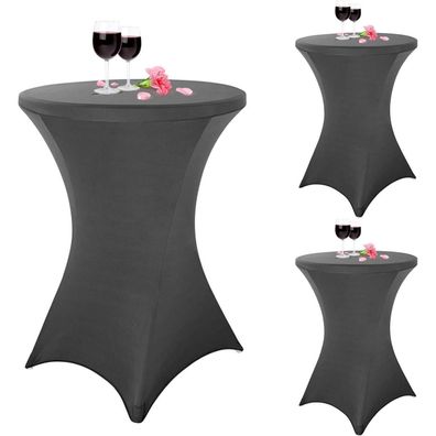 Pesonlook 3er-Set Stretch Stehtisch Husse für Bistrotisch Ø 80-85 cm, Dunkelgrau