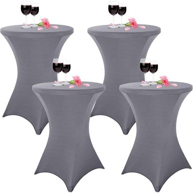 4er-Set Stretch Stehtisch Husse für Bistrotisch Ø 80-85 cm, taillierter hoher