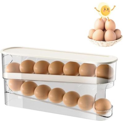 Jiahuade Eierhalter für Kühlschrank, 2 Schichten, Automatisch Rollender