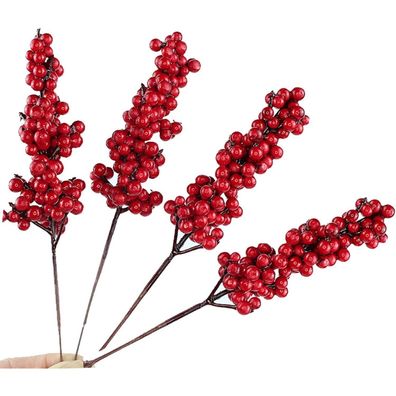 10 Saiten Künstliche Rote Beeren Mini Holly Beeren für Bastelarbeiten