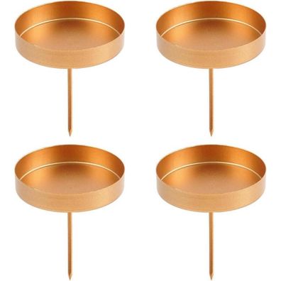 Sprinlot Adventskranz Kerzenhalter Gold, 10 cm Durchmesser, 4 Stück Metall