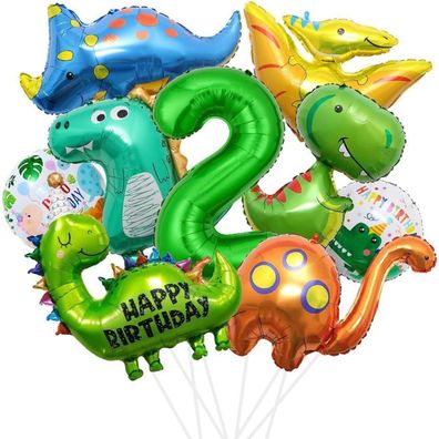 XXL Dino Geburtstag Deko Set für 2 Jahre: Folienballons mit Dinosauriern