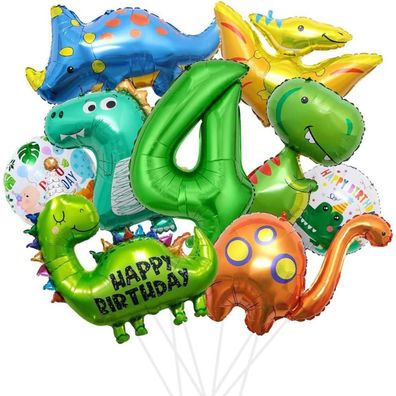 XXL Dino Geburtstag Deko Set für 4 Jahre, Dinosaurier Folienballons für Jungen