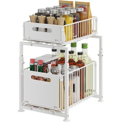 YunNasi Unterschrank Organizer mit 2 Etagen, Metall, höhenverstellbar, für