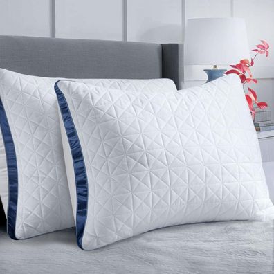 Slybear Kühlende Luxus Hotelkissen, 2 Stück, Daunen-Alternative, marineblau