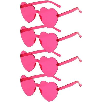 Sprinlot Herz Party Brillen, 4 Stück, Dunkelrosa, Lustige Brille für Fasching