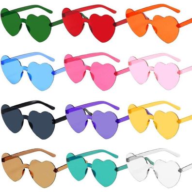 Sprinlot 12er Pack Herz Party Brillen - Bunte und Lustige Brillen für Fasching
