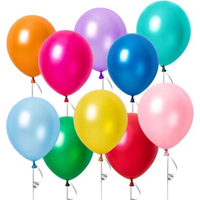 100 Stück Bunte Latex Luftballons, 10 Zoll, Blau Rosa Weiß, für Geburtstage