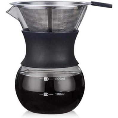 YunNasi Pour Over Kaffeebereiter Handfilter aus Glas mit Edelstahl