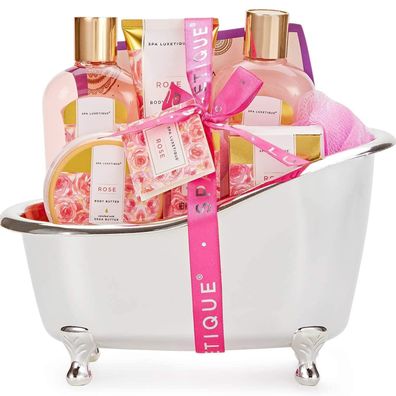 SPA Luxetique Wellness Set für Frauen - 8-teiliges Rosenduft Bade Geschenkset