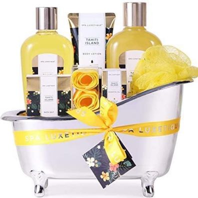 Spa Luxetique Tahiti Insel Geschenkset für Frauen - 8-teiliges Spa-Badeset mit