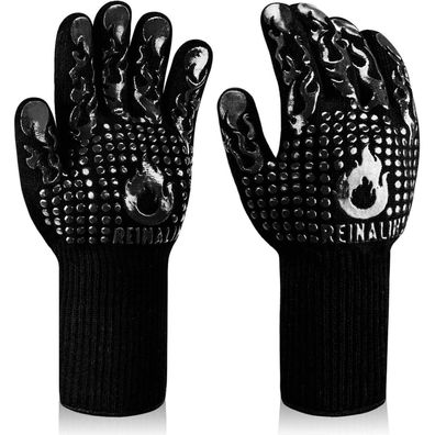 Reinalin Hitzebeständige Grillhandschuhe bis 800°C, Ofenhandschuhe, BBQ