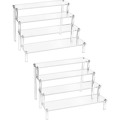 QWORK 2 Stück 4-Stufig Acryl Display Ständer 30x25x20cm - Transparent für