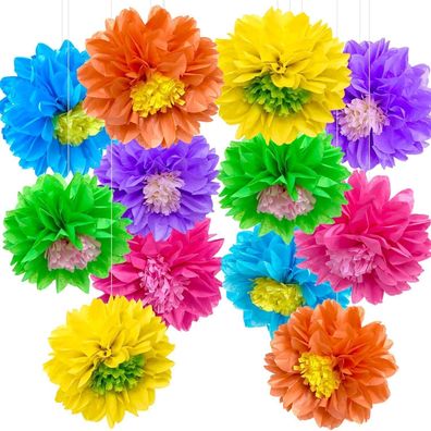 YBwanli Papierblumen Pompons Deko Set - Bunt, Seidenpapier für Party, Garten