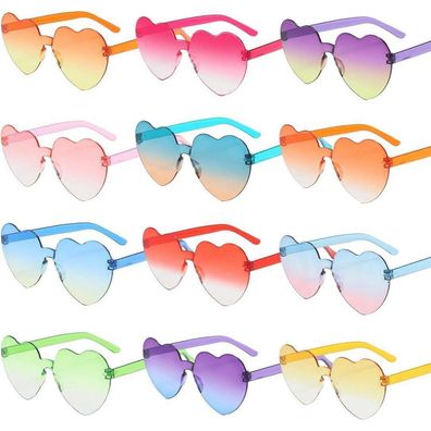 Capaneus 12 Stück Herz Sonnenbrille - Partybrillen für Kinder und Erwachsene