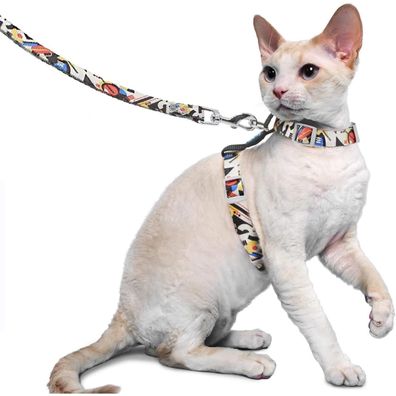 Supet Katzengeschirr und Leine, ausbruchsicher, verstellbar, leicht, für kleine