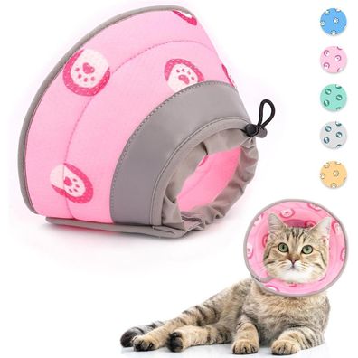 Supet Halskrause Katze M-, Rosa - Verstellbarer, weicher Erholungshalskragen