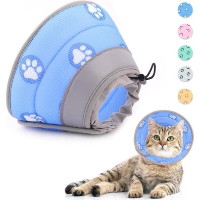 Supet Halskrause Katze M, Blau - Verstellbarer, weicher Erholungshalskragen