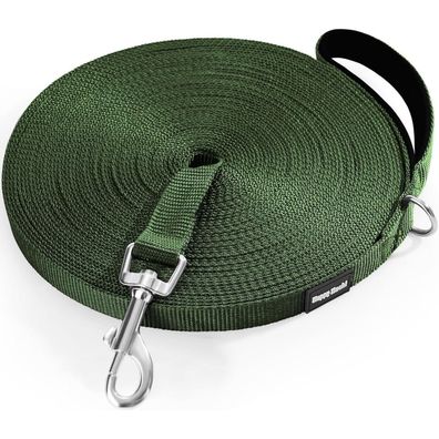 HAPPY HACHI Schleppleine für Hunde, 25m Grün, Nylon Trainingsleine mit