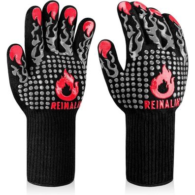 Reinalin Hitzebeständige Grillhandschuhe bis 800°C, Feuerfeste BBQ Koch