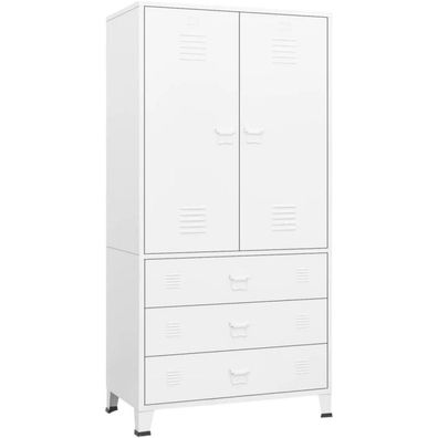 vidaXL Industrial Kleiderschrank Weiß 90x50x180cm Metall - Geräumiger Stauraum