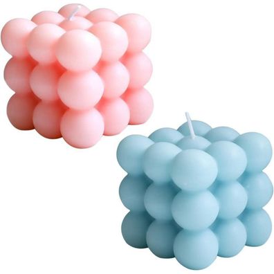 Nicavkit 2 Stück Bubble Kerze aus Soja Bienenwachs, Rosa und Blau, Handmade