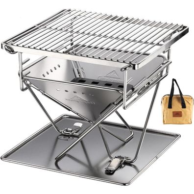 Campingmoon X-MINI-PRO Mini Holzkohlegrill, Tragbarer Tischgrill Edelstahl