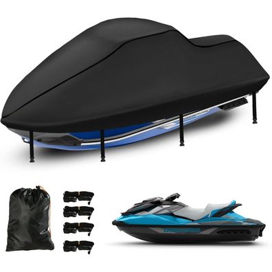 Srimmit Jet Ski Abdeckung 3 Sitzer, 420D Oxford Stoff, 345-368cm, Schwarz