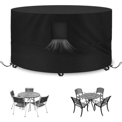 Kovshuiwe Rund Abdeckung für Gartenmöbel, Ø135 x 80cm - Wasserdicht, Winddicht