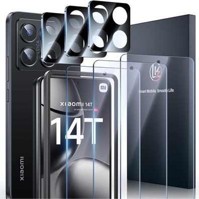 LK 3 + 3 Schutzfolie für Xiaomi 14T: 3x Displayschutz & 3x Kameraschutz, 9H