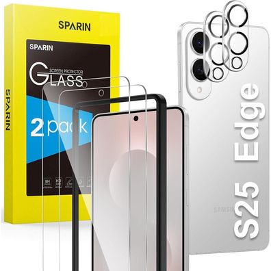 SPARIN 2 + 2 Stück Displayschutzfolie und Kameraschutz für Samsung Galaxy S25