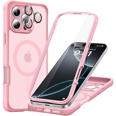 ESR iPhone 16 Pro Max Hülle, MagSafe, 360° Schutz, Stoßfest, Klares Rosa