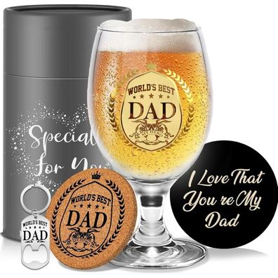 Yalucky Bierglas Set für Papa mit Gravur - 5-teiliges Geschenkset für Vatertag