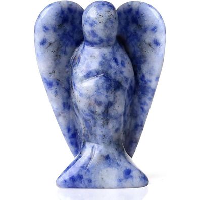 Qinjiejie Schutzengel Figur aus blauweißem Sodalith - Natürlicher Kristall für