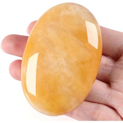 Qinjiejie Gelbe Jade Ovaler Kristall 2.4 Zoll Handschmeichler Stein für