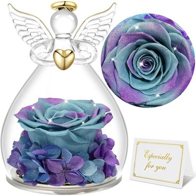 Sunia Ewige Rose im Glas Engel Figur Geschenk für Frauen, Mama, Oma, Muttertag