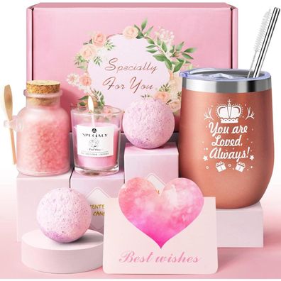 Livehitop Geschenkset für Frauen - Rosa Geburtstagsgeschenk mit Kerze