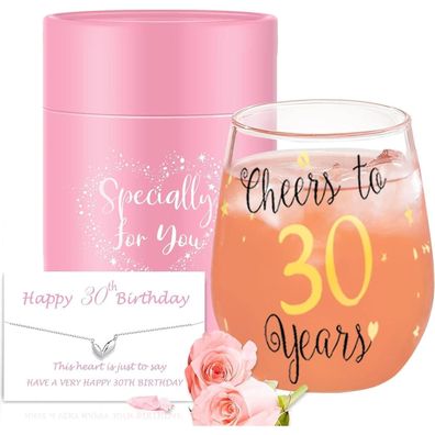 Yalucky Weinglas Stemless Golden, 14oz, Geschenk für 30./40./50. Geburtstag