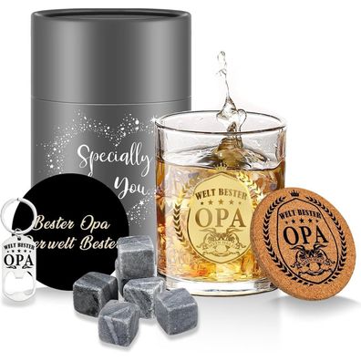 BigNoseDeer Whisky Gläser Geschenkset für Opa - Geburtstag, Vatertag