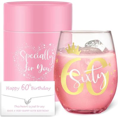 Yalucky 60. Geburtstag Frau Geschenk Weinglas lustig für Frauen, Ruhestand