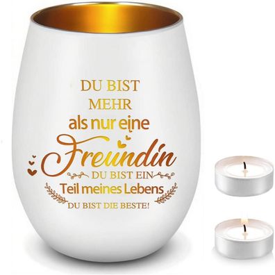 Yalucky Windlicht Glas mit Spruch für beste Freundin, Teelichthalter Tischdeko
