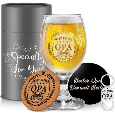 Yalucky Bierglas Geschenkset für Opa - Vatertagsgeschenk, Geburtstagsgeschenk