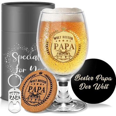 Yalucky Biergläser mit Gravur für Papa, Vatertagsgeschenk, Geburtstagsgeschenk
