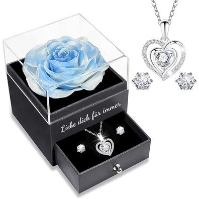 Sunia Ewige Rose Geschenkset mit Halskette und Ohrringen aus 925