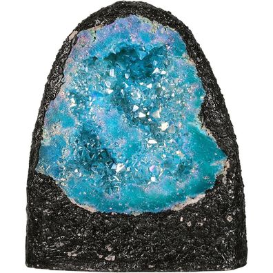 KYEYG Titanium Coated Kristall Rohstück Geode, Quarz Cluster Edelstein Figur
