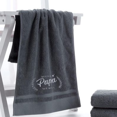 Lightzz "Weltbester Papa" besticktes Handtuch 50x100 cm - Perfektes Geschenk