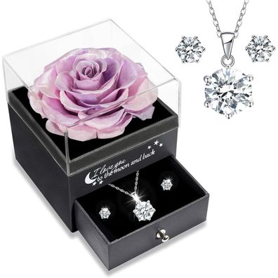 Sunia Ewige Rose Geschenkset mit Kette & Ohrringen aus 925 Sterlingsilber